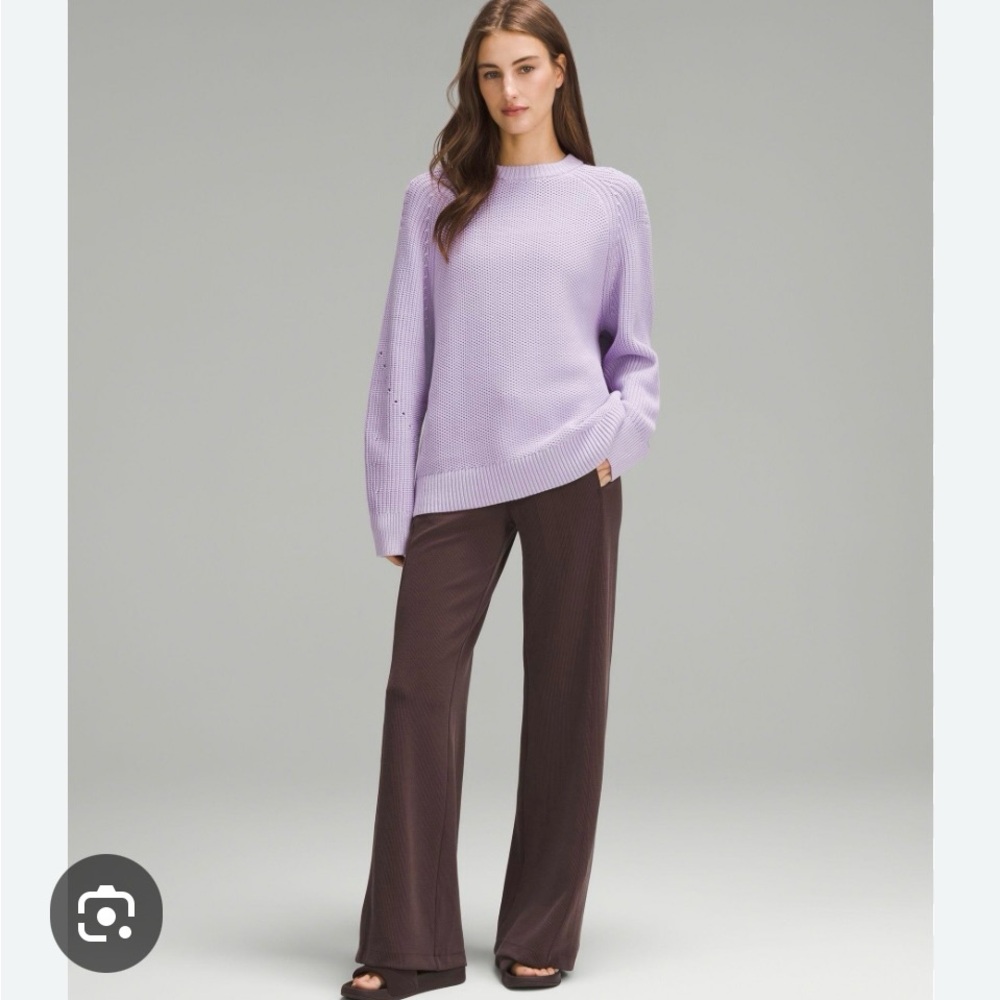 Lululemon Reversible Double Knit Crewneck Sweater Merino Wool purple Women 8 - Picture 2 of 4